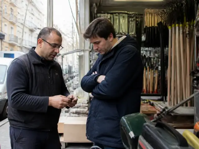 Deux hommes discutant d'outils dans un magasin de bricolage à Paris expertdubricolage.fr