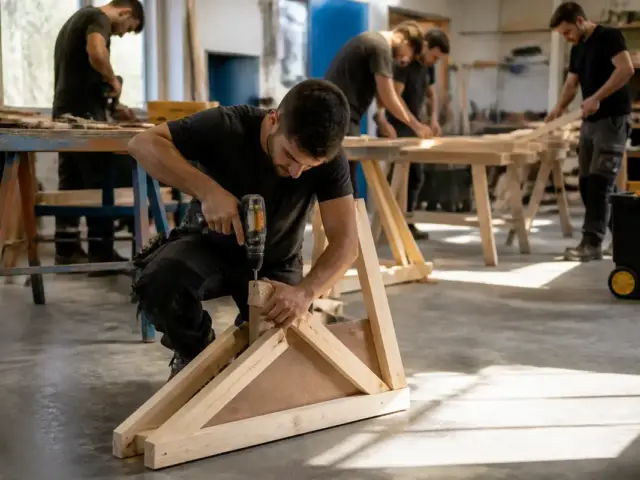 Personnes travaillant le bois en atelier du BTP à Marseille pour mon institut du BTP